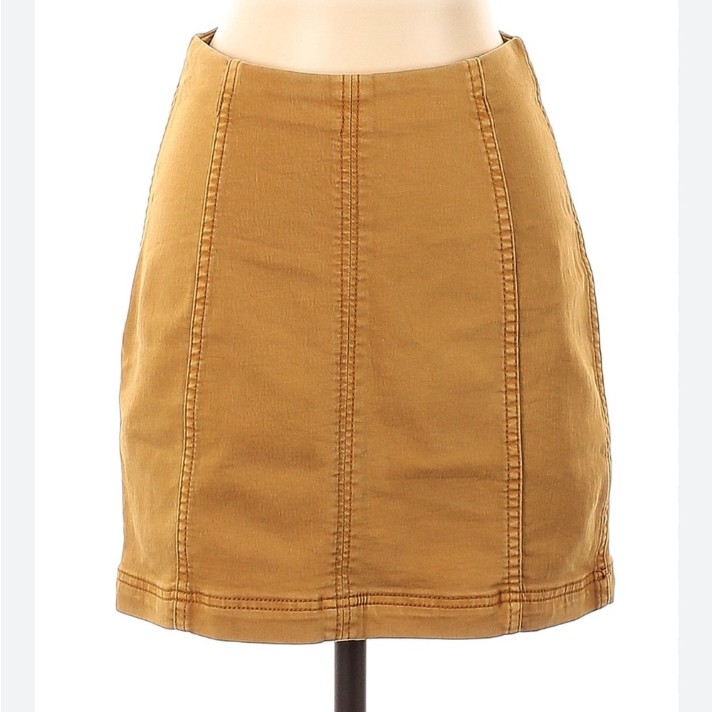 Free People Gold Modern Femme Denim Mini Skirt Size 4